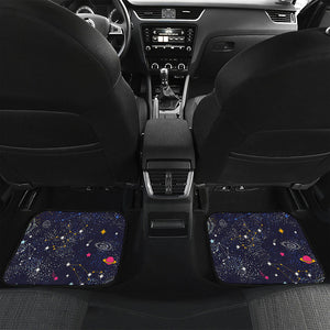 Zodiac Star Signs Galaxy Space Print Front and Back Car Floor Mats