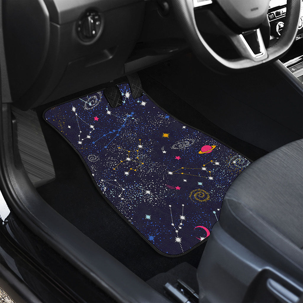 Zodiac Star Signs Galaxy Space Print Front and Back Car Floor Mats