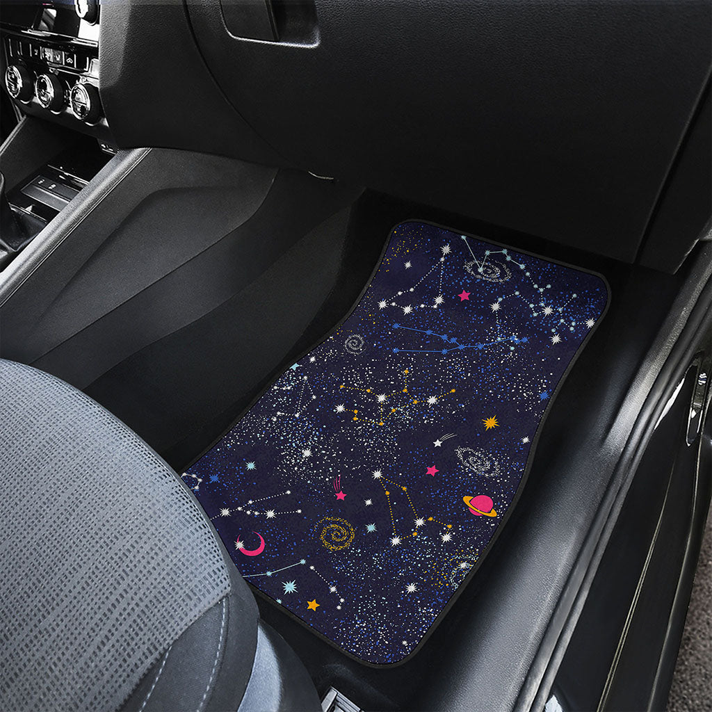 Zodiac Star Signs Galaxy Space Print Front and Back Car Floor Mats