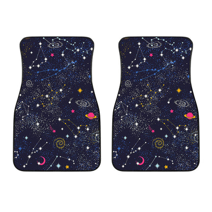 Zodiac Star Signs Galaxy Space Print Front Car Floor Mats
