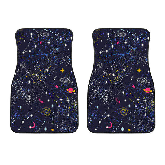 Zodiac Star Signs Galaxy Space Print Front Car Floor Mats