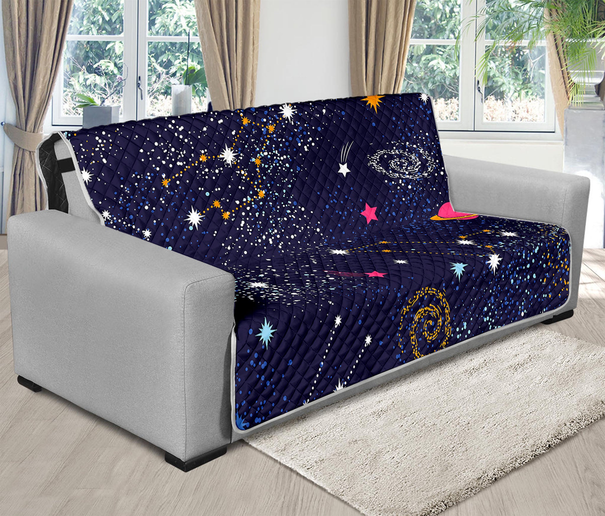 Zodiac Star Signs Galaxy Space Print Futon Protector