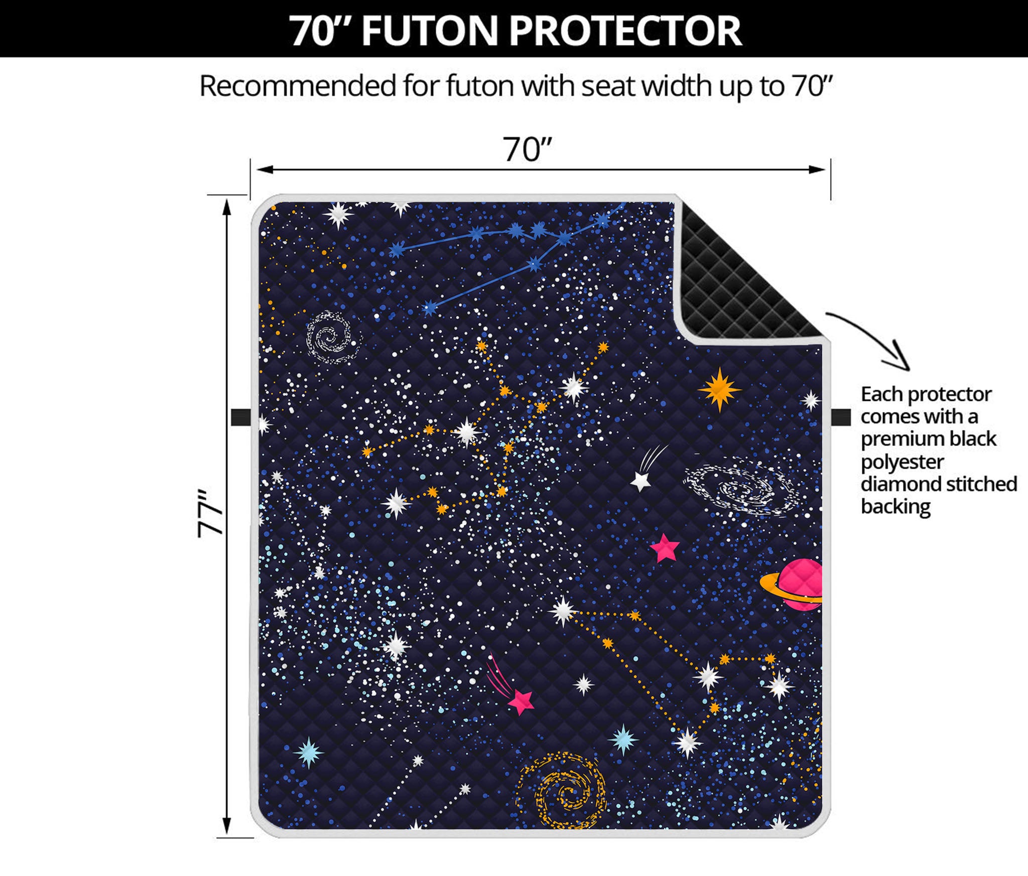 Zodiac Star Signs Galaxy Space Print Futon Protector