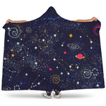 Zodiac Star Signs Galaxy Space Print Hooded Blanket