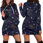 Zodiac Star Signs Galaxy Space Print Hoodie Dress GearFrost