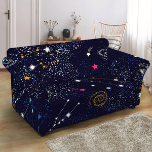 Zodiac Star Signs Galaxy Space Print Loveseat Slipcover