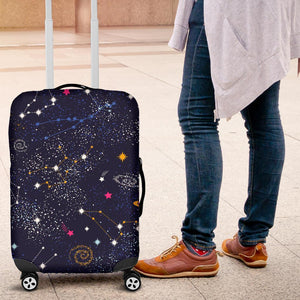 Zodiac Star Signs Galaxy Space Print Luggage Cover GearFrost