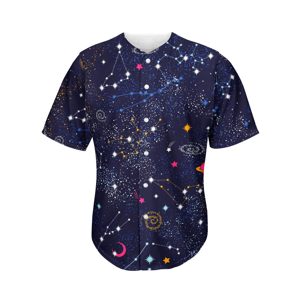 Zodiac Star Signs Galaxy Space Print Men's Baseball Jersey