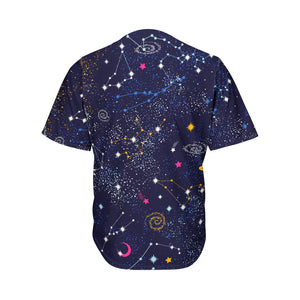 Zodiac Star Signs Galaxy Space Print Men's Baseball Jersey