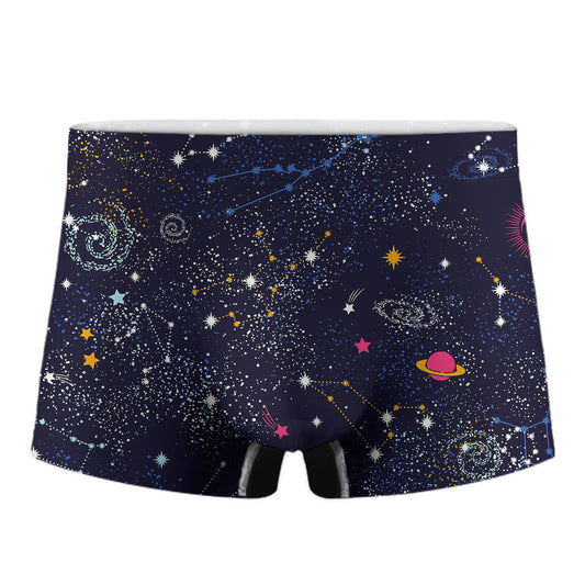 Zodiac Star Signs Galaxy Space Print Men's Boxer Briefs