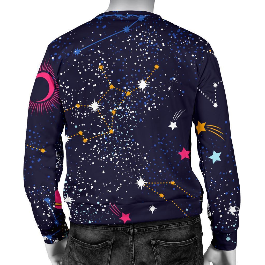 Zodiac Star Signs Galaxy Space Print Men's Crewneck Sweatshirt GearFrost
