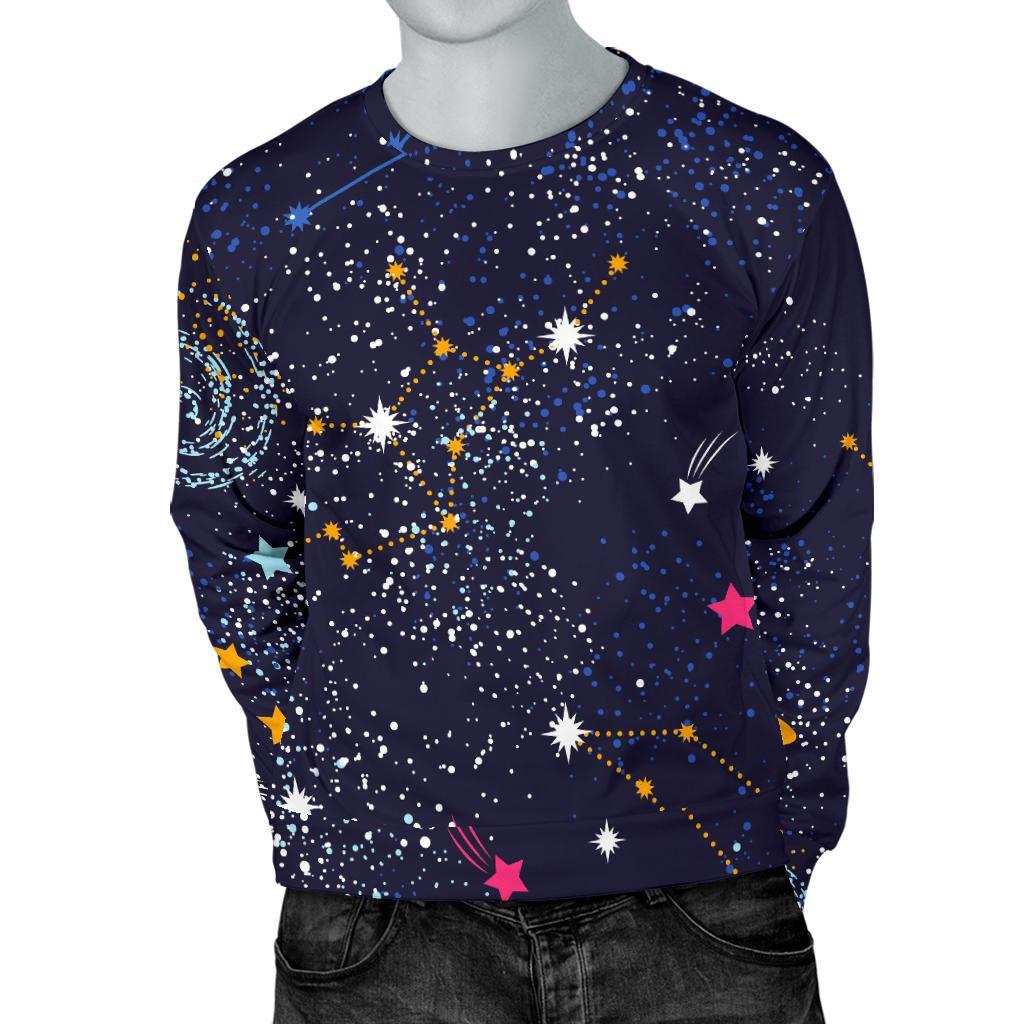 Zodiac Star Signs Galaxy Space Print Men's Crewneck Sweatshirt GearFrost