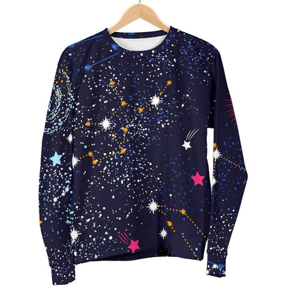 Zodiac Star Signs Galaxy Space Print Men's Crewneck Sweatshirt GearFrost