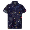 Zodiac Star Signs Galaxy Space Print Men's Short Sleeve Shirt