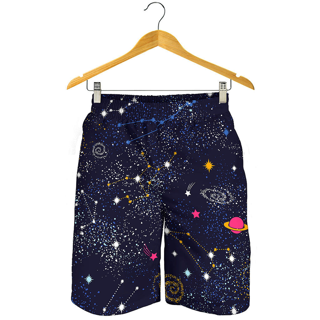 Zodiac Star Signs Galaxy Space Print Men's Shorts