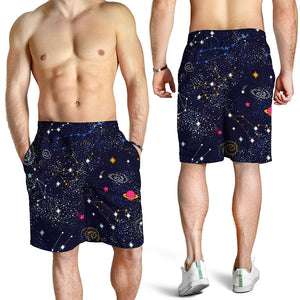 Zodiac Star Signs Galaxy Space Print Men's Shorts