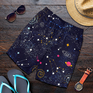 Zodiac Star Signs Galaxy Space Print Men's Shorts