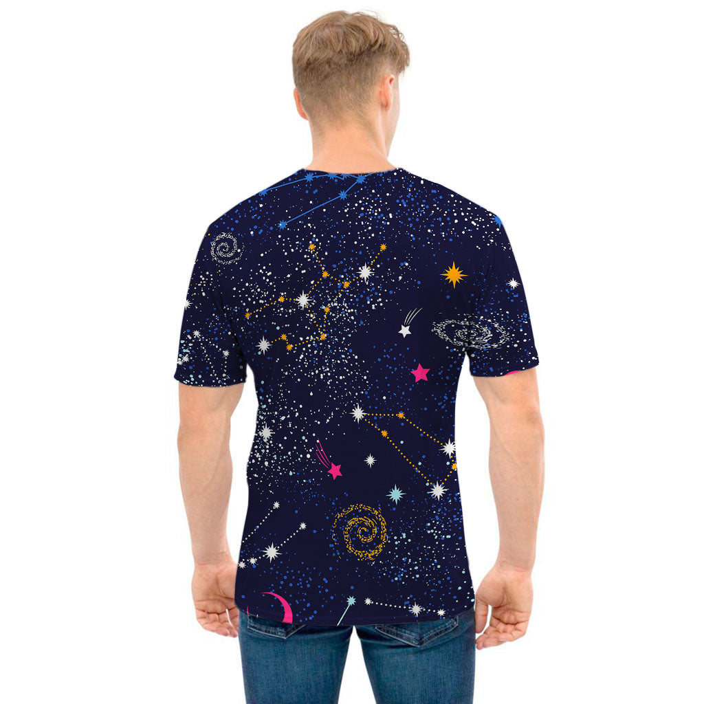 Zodiac Star Signs Galaxy Space Print Men's T-Shirt