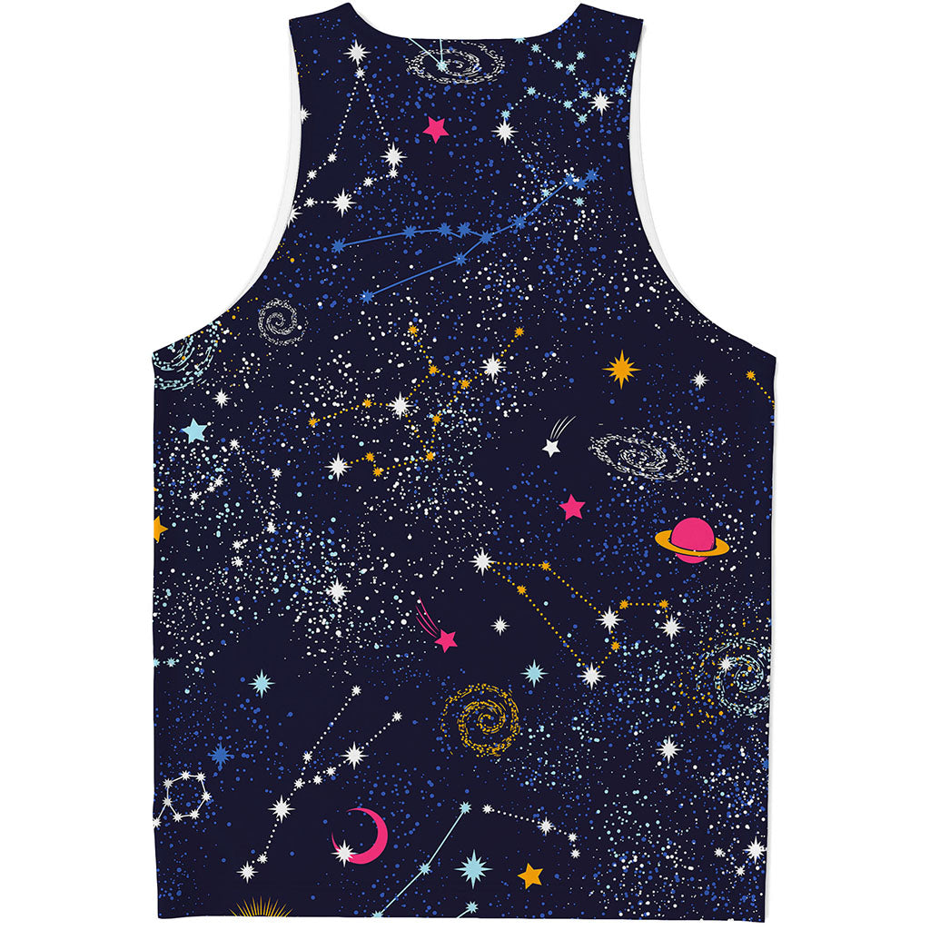 Zodiac Star Signs Galaxy Space Print Men's Tank Top