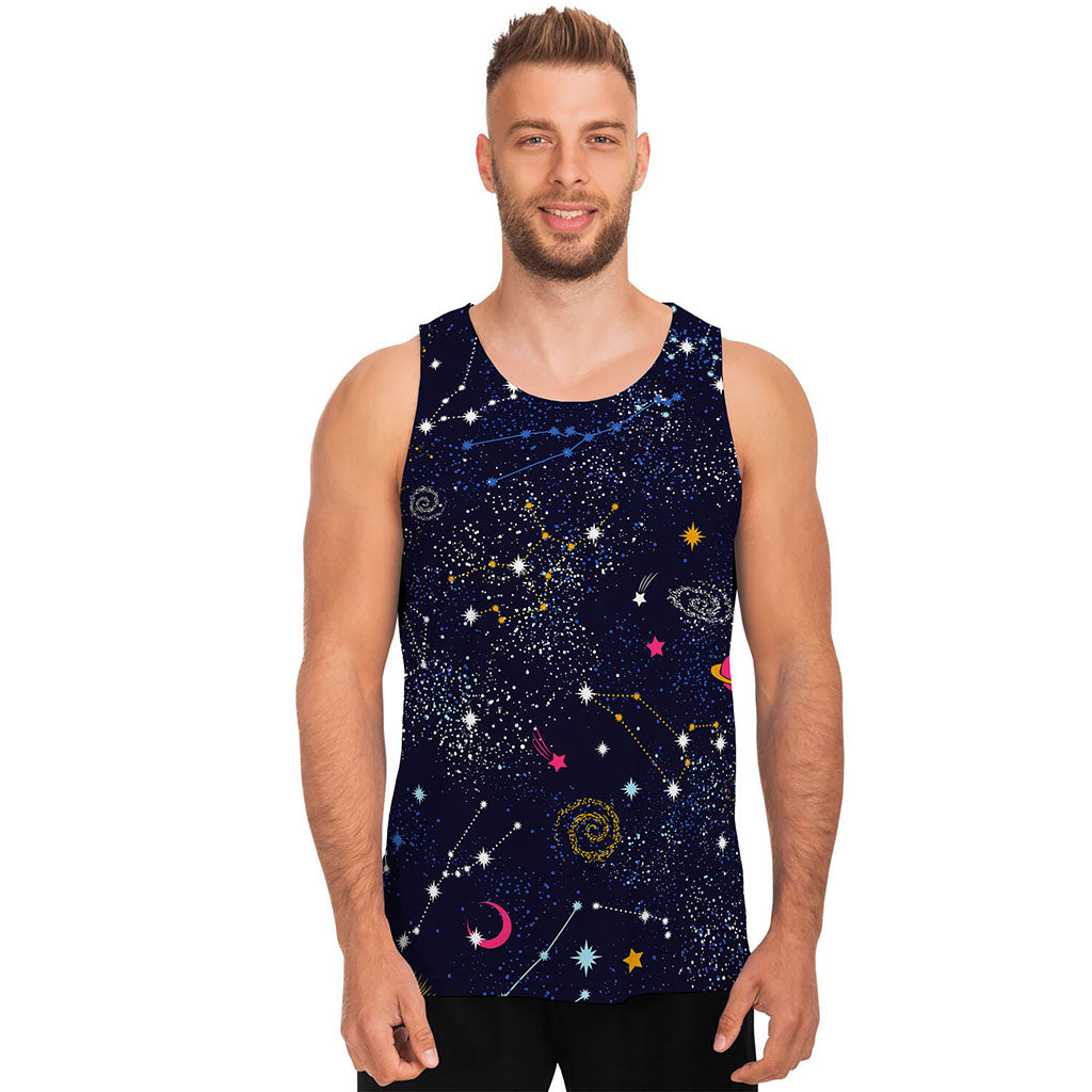 Zodiac Star Signs Galaxy Space Print Men's Tank Top
