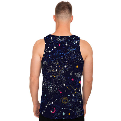 Zodiac Star Signs Galaxy Space Print Men's Tank Top