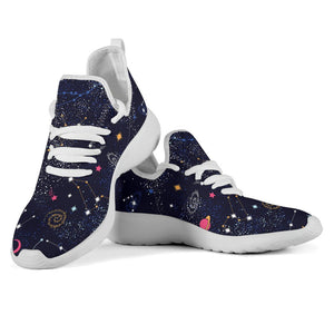 Zodiac Star Signs Galaxy Space Print Mesh Knit Shoes GearFrost