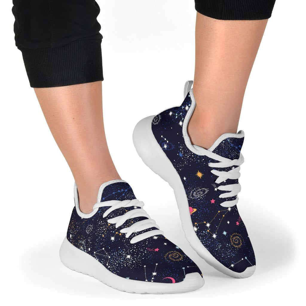 Zodiac Star Signs Galaxy Space Print Mesh Knit Shoes GearFrost