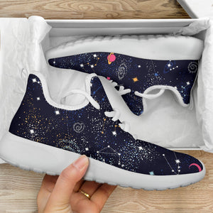 Zodiac Star Signs Galaxy Space Print Mesh Knit Shoes GearFrost