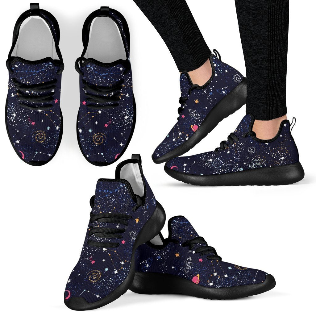 Zodiac Star Signs Galaxy Space Print Mesh Knit Shoes GearFrost
