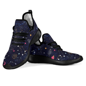 Zodiac Star Signs Galaxy Space Print Mesh Knit Shoes GearFrost