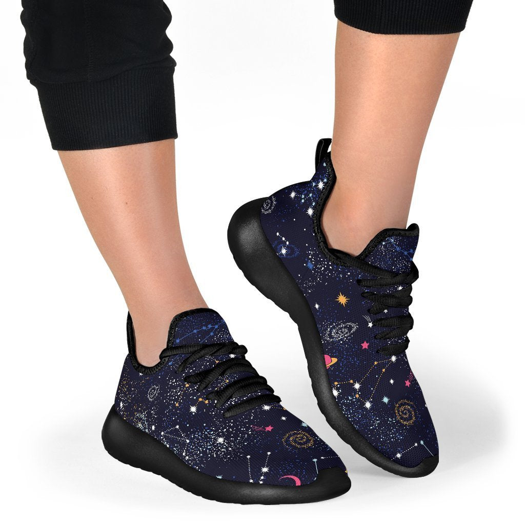 Zodiac Star Signs Galaxy Space Print Mesh Knit Shoes GearFrost