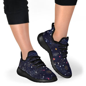 Zodiac Star Signs Galaxy Space Print Mesh Knit Shoes GearFrost