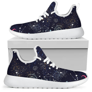 Zodiac Star Signs Galaxy Space Print Mesh Knit Shoes GearFrost