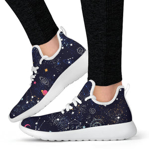 Zodiac Star Signs Galaxy Space Print Mesh Knit Shoes GearFrost