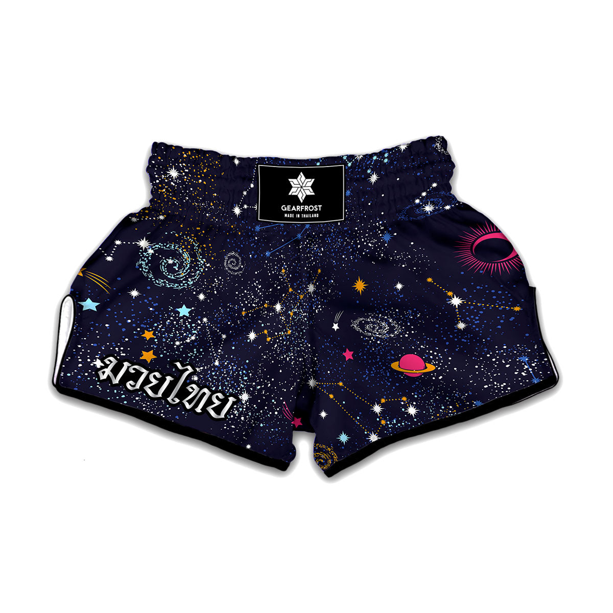 Zodiac Star Signs Galaxy Space Print Muay Thai Boxing Shorts