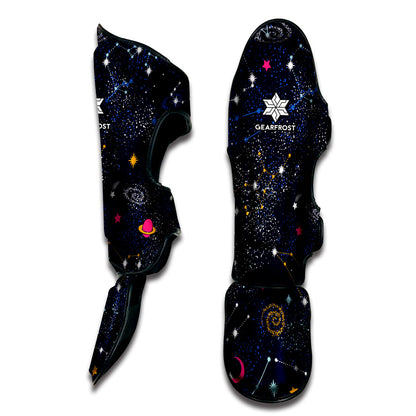 Zodiac Star Signs Galaxy Space Print Muay Thai Shin Guard