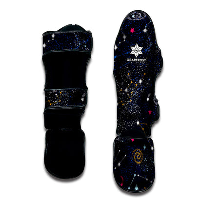 Zodiac Star Signs Galaxy Space Print Muay Thai Shin Guard