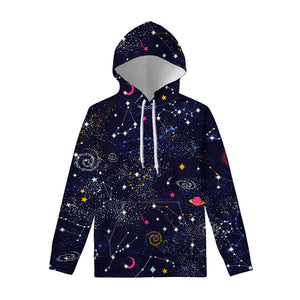 Zodiac Star Signs Galaxy Space Print Pullover Hoodie