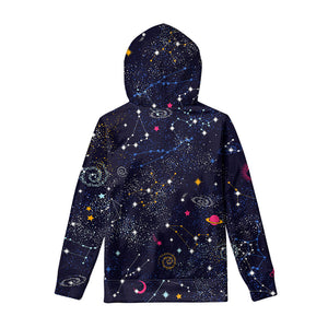 Zodiac Star Signs Galaxy Space Print Pullover Hoodie