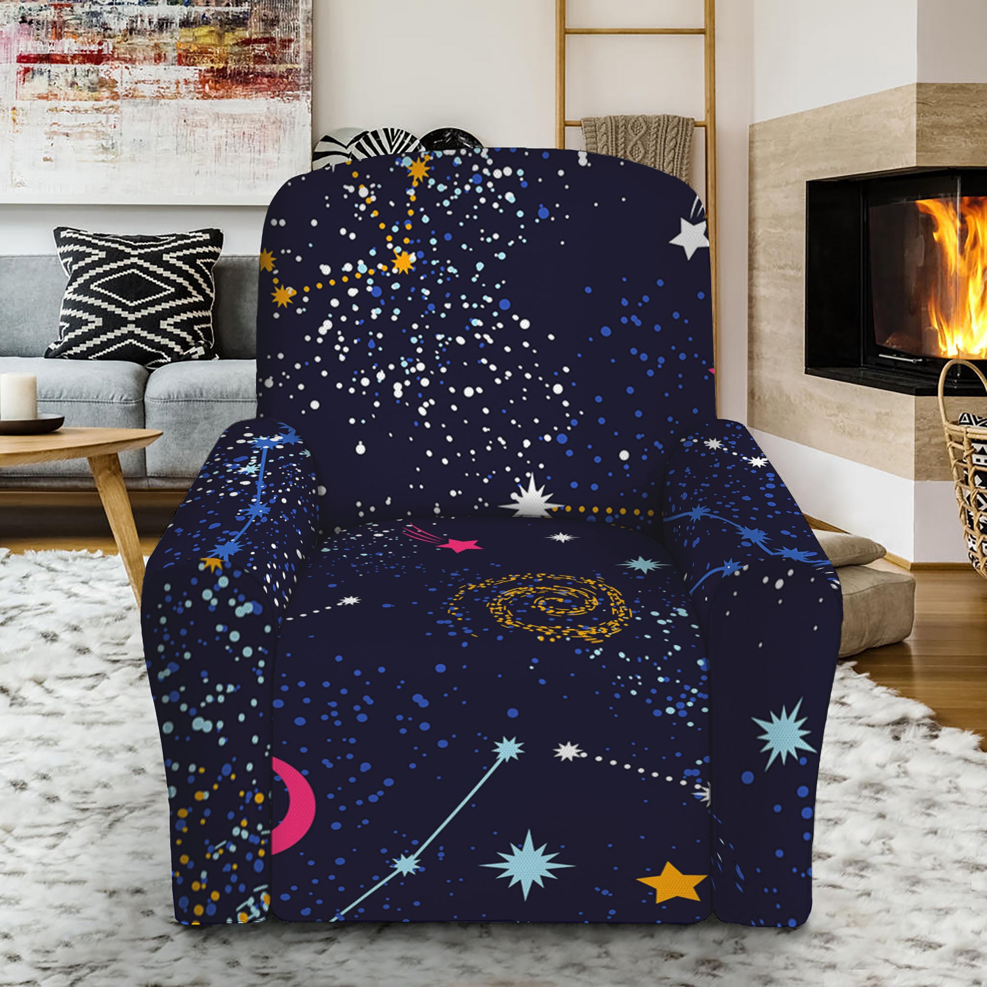 Zodiac Star Signs Galaxy Space Print Recliner Slipcover