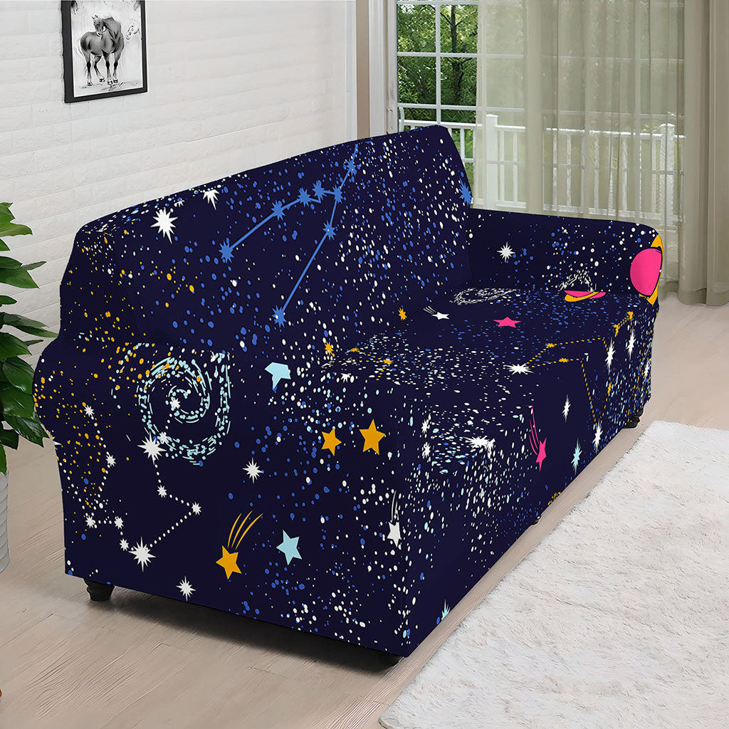 Zodiac Star Signs Galaxy Space Print Sofa Cover