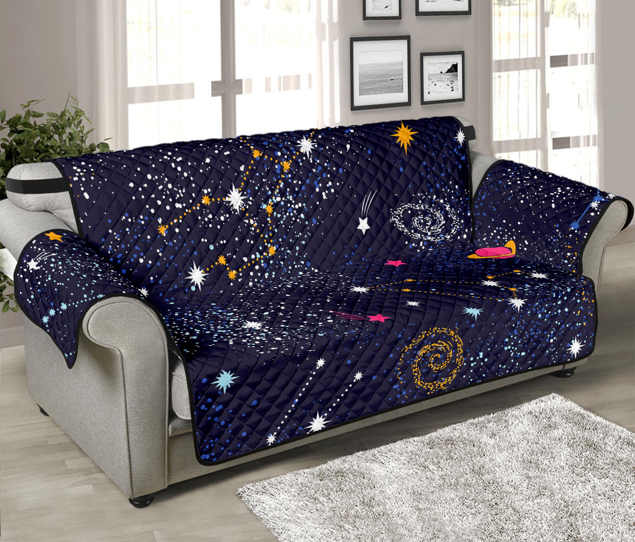 Zodiac Star Signs Galaxy Space Print Sofa Protector