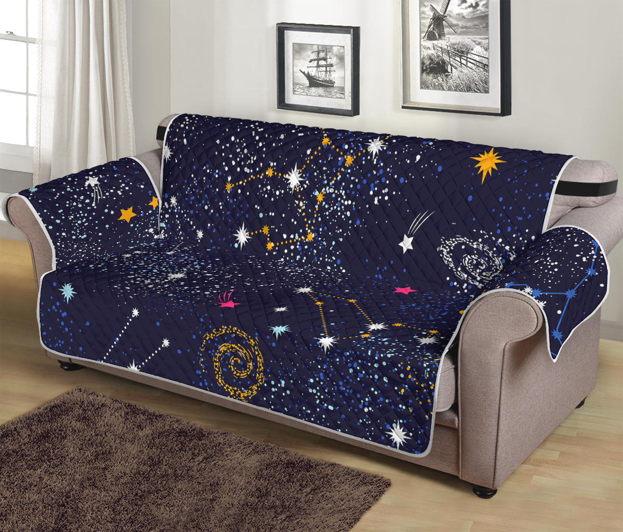 Zodiac Star Signs Galaxy Space Print Sofa Protector