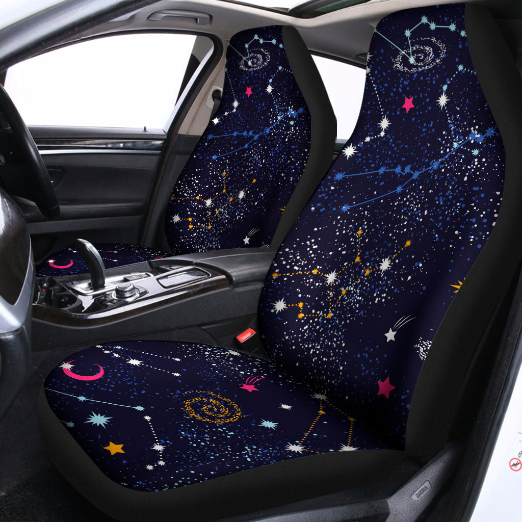 Zodiac Star Signs Galaxy Space Print Universal Fit Car Seat Covers