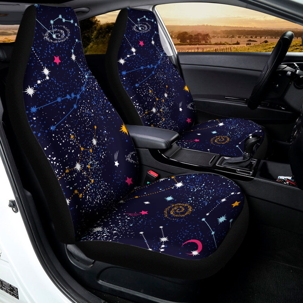 Zodiac Star Signs Galaxy Space Print Universal Fit Car Seat Covers