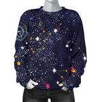 Zodiac Star Signs Galaxy Space Print Women's Crewneck Sweatshirt GearFrost
