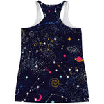 Zodiac Star Signs Galaxy Space Print Women's Racerback Tank Top