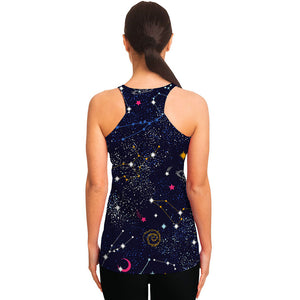 Zodiac Star Signs Galaxy Space Print Women's Racerback Tank Top