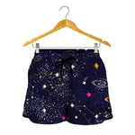 Zodiac Star Signs Galaxy Space Print Women's Shorts
