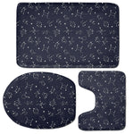 Zodiac Star Signs Pattern Print 3 Piece Bath Mat Set